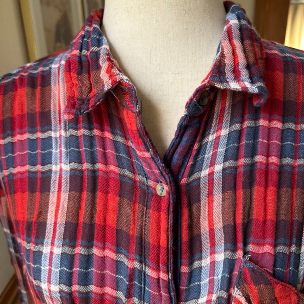 Free People Patchwork Button Down Long Sleeve Top… - image 4